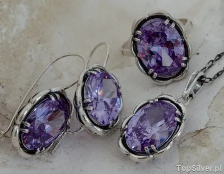 KADYKS - srebrny komplet z lawenderem