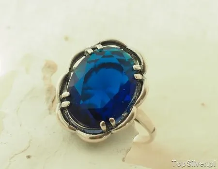 REAL - srebrny pierscionek z szafirem