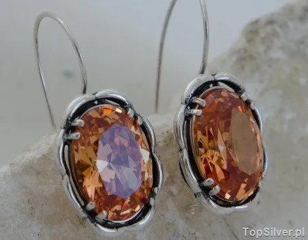 MARAKUJA - srebrne kolczyki z topazem złocistym