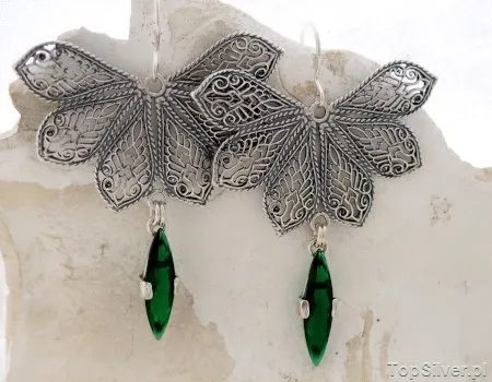 ROKSA – srebrne kolczyki ze szmaragdem