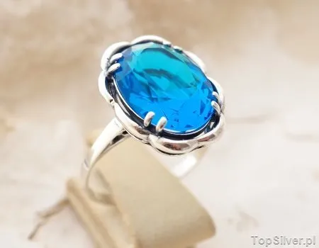 HARIET - srebrny pierścionek z akwamarynem
