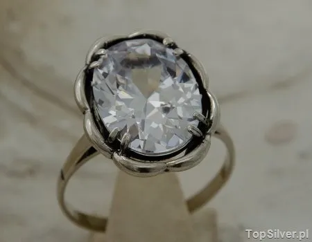 HASTA - srebrny pierścień z kryształem