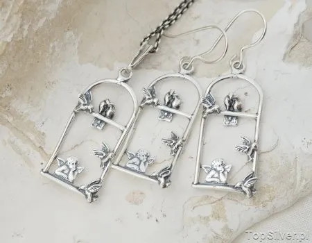 ANIOŁ MARZYCIEL - srebrny komplet