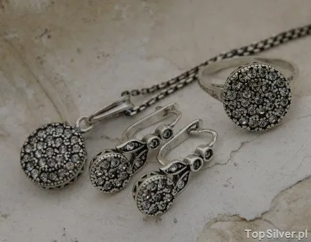 WIEDEŃ - srebrny komplet z kryształami