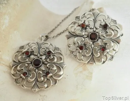 OVIEDO - srebrny komplet z naturalnym granatem