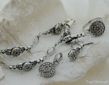 WIEDEŃ 2 - srebrny komplet z kryształami