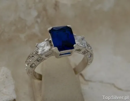 ALEXIS - srebrny pierścień z szafirem