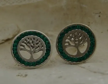SZMARAGDOWE DRZEWO - srebrne kolczyki ze szmaragde
