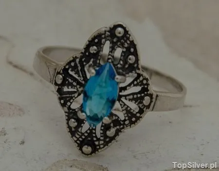 GLORIA - srebrny pierścionek z akwamarynem