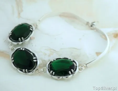 SALANDER - srebrna bransoleta ze szmaragdami