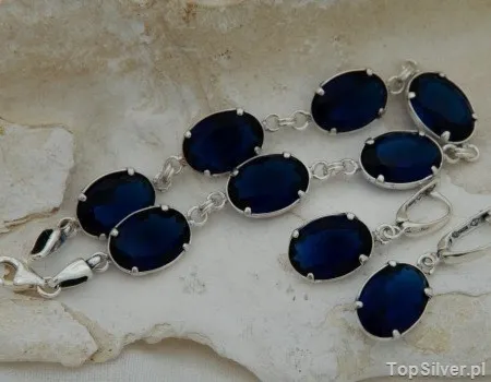 KRABI - srebrny komplet z szafirami