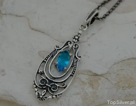 MAELLA - srebrny wisiorek z akwamarynem