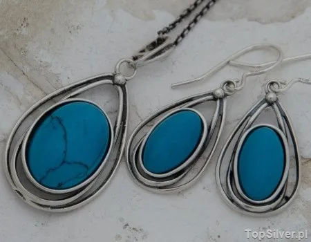 MELO - srebrny komplet z turkusem