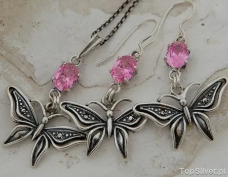 MOTYL - srebrny komplet z kryształem Swarovskiego