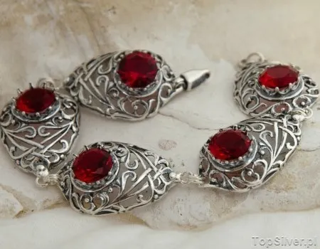 BRENDA - srebrna bransoletka z rubinem