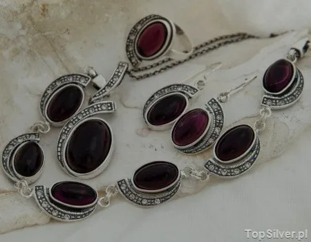 OMERTA - srebrny komplet z ametystem