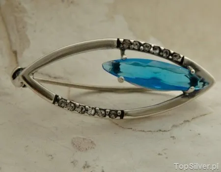 ISERNA - srebrna broszka z akwamarynem