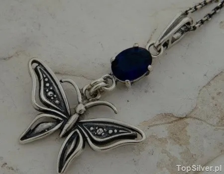 MOTYL - srebrny wisiorek z szafirem