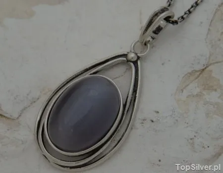 MIZATA - srebrny wisiorek z kocim okiem