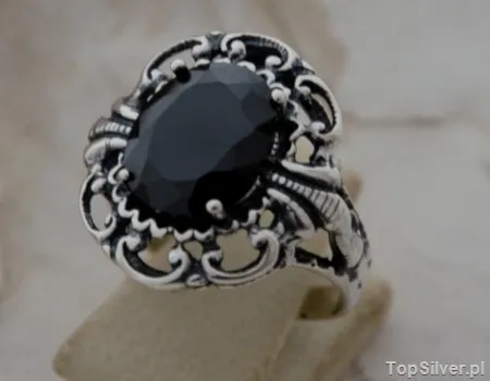 KAIR - duży srebrny pierścień z onyksem