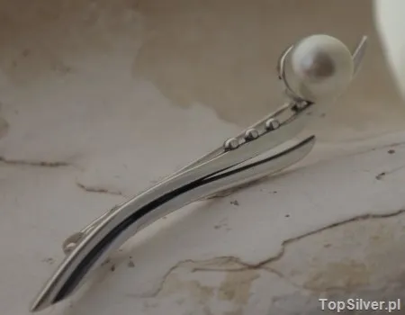 MODERN ART - srebrna broszka z perłą