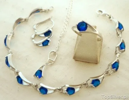 OSLO – srebrny komplet z szafirami