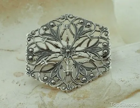 ANDALUZJA - srebrna ażurowa broszka