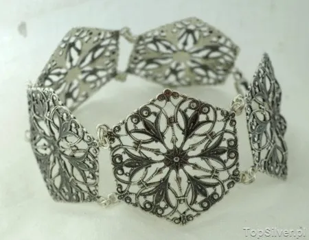 ANDALUZJA - srebrna szeroka ażurowa bransoleta