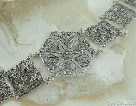 AWINION - srebrna ażurowa brasnoleta