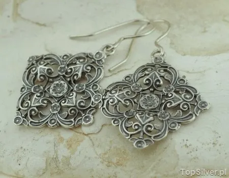 AWINION - srebrne ażurowe kolczyki