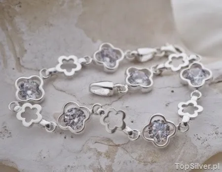 SAKURA - srebrna bransoletka z cyrkonią CRYSTAL