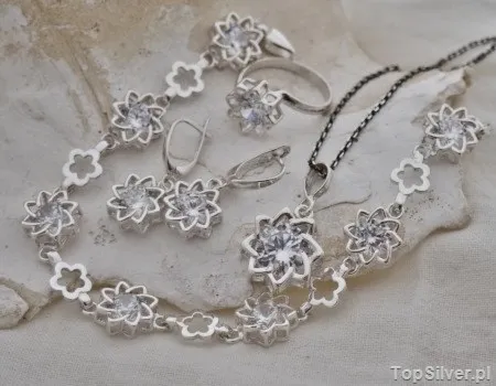 MISAWA - srebrny komplet z cyrkoniami CRYSTAL