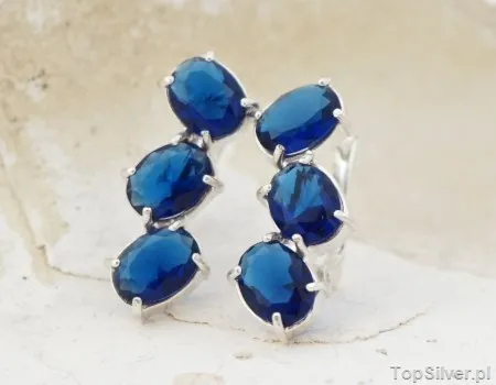 NEW LOOK - srebrne kolczyki z szafirami