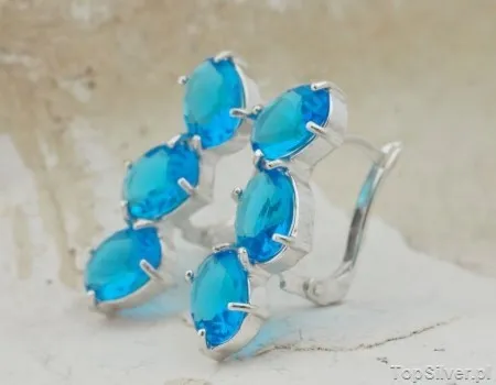 NEW LOOK - srebrne kolczyki z akwamarynem