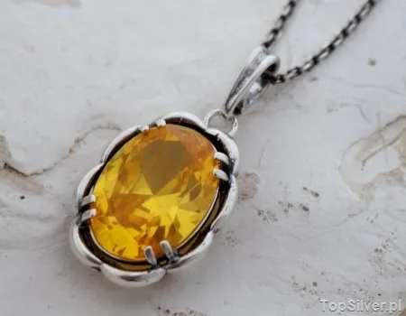 HELIANTHUS - srebrny wisior z cytrynem złocistym