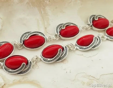 ZAFARA - srebrna bransoletka z koralem