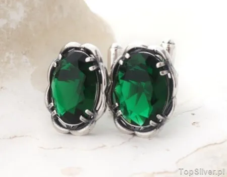 SZMARAGD - srebrne spinki mankietowe do koszuli