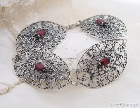 GEORGIA - srebrna bransoleta z granatem