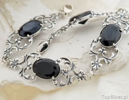 ABERTIS - srebrna bransoletka z onyksami