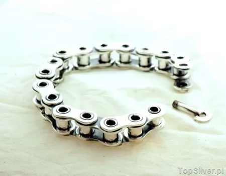 Srebrna bransoleta łańcuch motocyklowy SREBRO 925