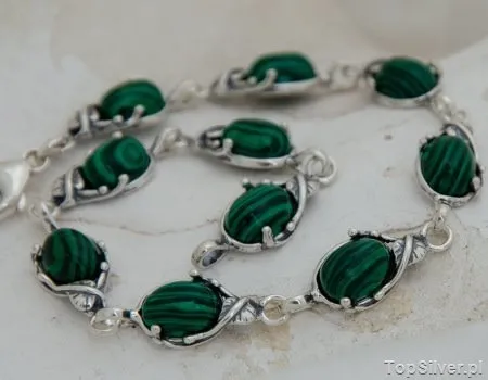 LAGO - srebrna bransoletka z malachitem