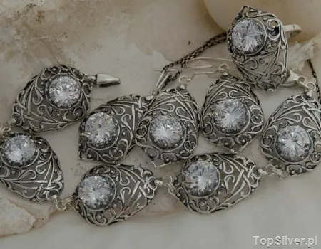 ARCONA - srebrny komplet z kryształem Swarovskiego