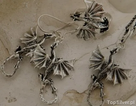 DRAGONY - SREBRNE SMOKI - srebrny komplet