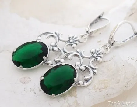 PATRA – srebrne kolczyki ze szmaragdem