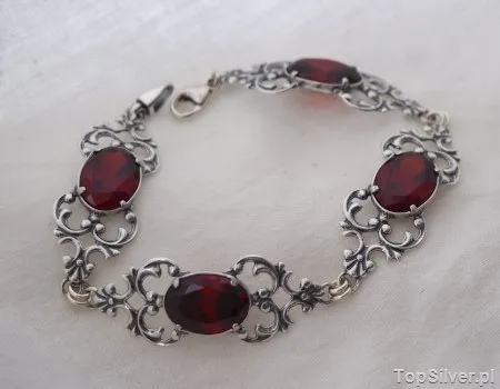 SAVINI - srebrna bransoletka z granatem