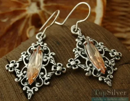 JUNGA - srebrne kolczyki z topazem złocistym