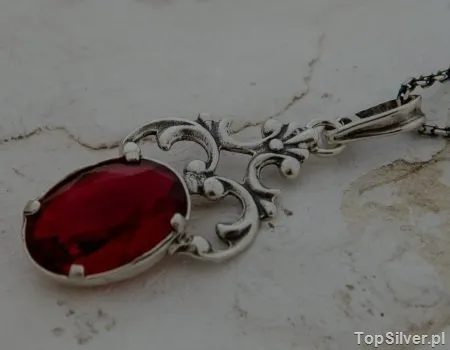 RAVENA - srebrny wisiorek z rubinem