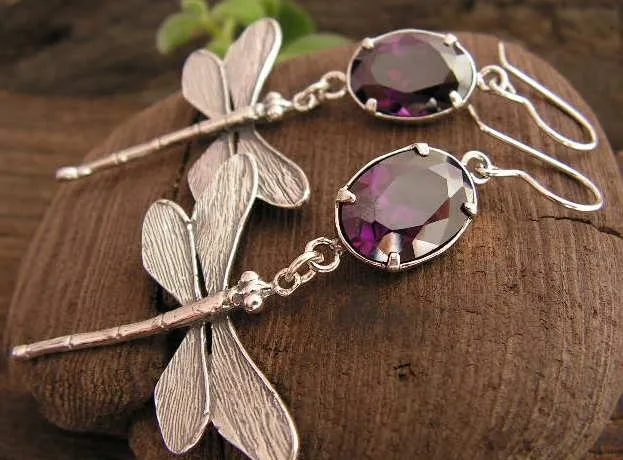 WAŻKI - srebrne kolczyki z ametystem