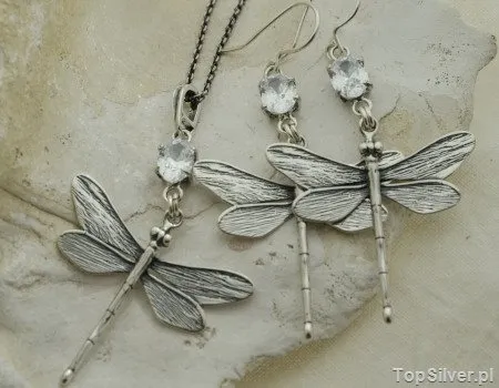 WAŻKI - srebrny komplet z kryształem z cyrkoniami