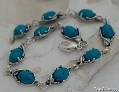 LOREN - srebrna bransoletka z turkusami